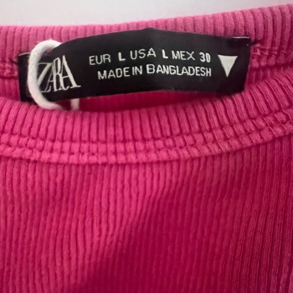Zara Pink Ribbed Crop Top Size Large - Picture 4 of 6